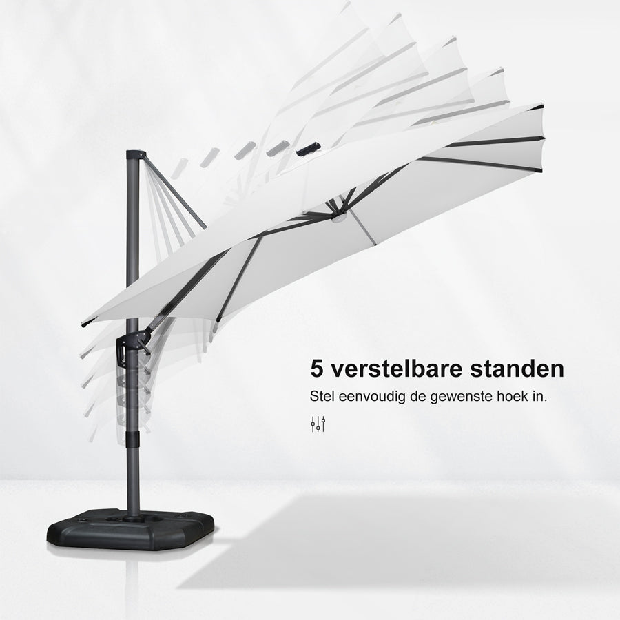 PURPLE LEAF Grote Parasol – LED Zweefparasol, 360° Draaibaar voor Tuin & Terras