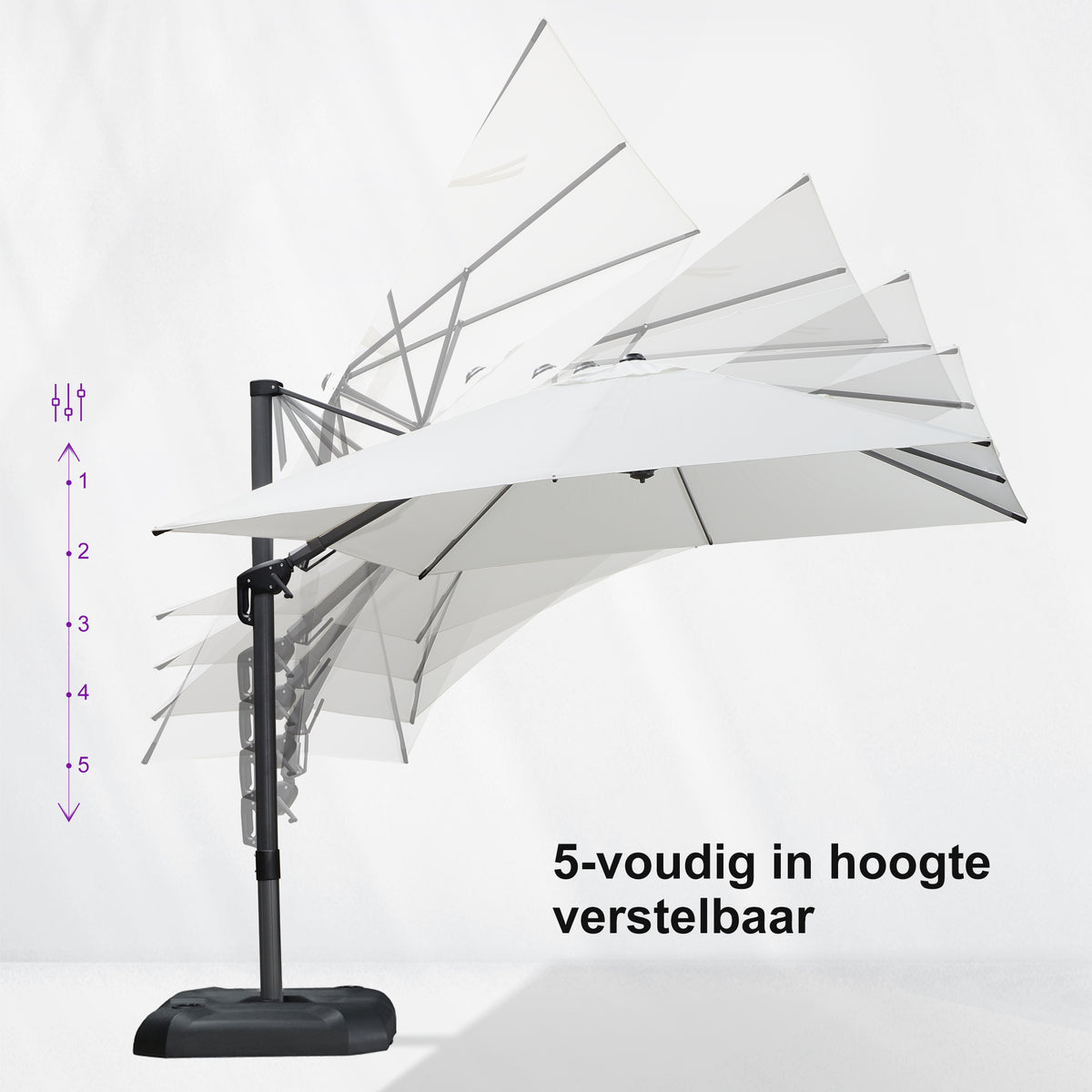 PURPLE LEAF Parasols Grote Vierkante en Rechthoekige Zweefparasols voor Terras en Tuin