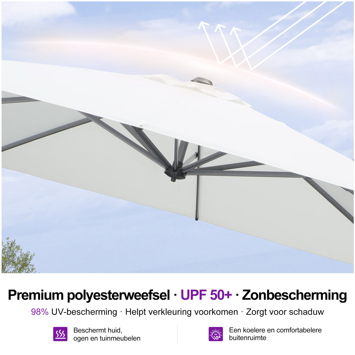 PURPLE LEAF Parasols Grote Vierkante en Rechthoekige Zweefparasols voor Terras en Tuin