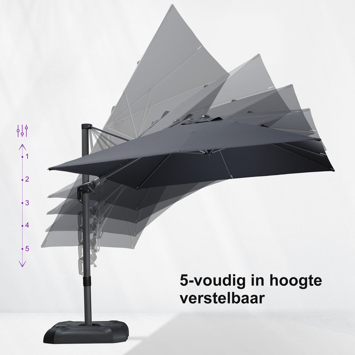 PURPLE LEAF Parasols Grote Vierkante en Rechthoekige Zweefparasols voor Terras en Tuin