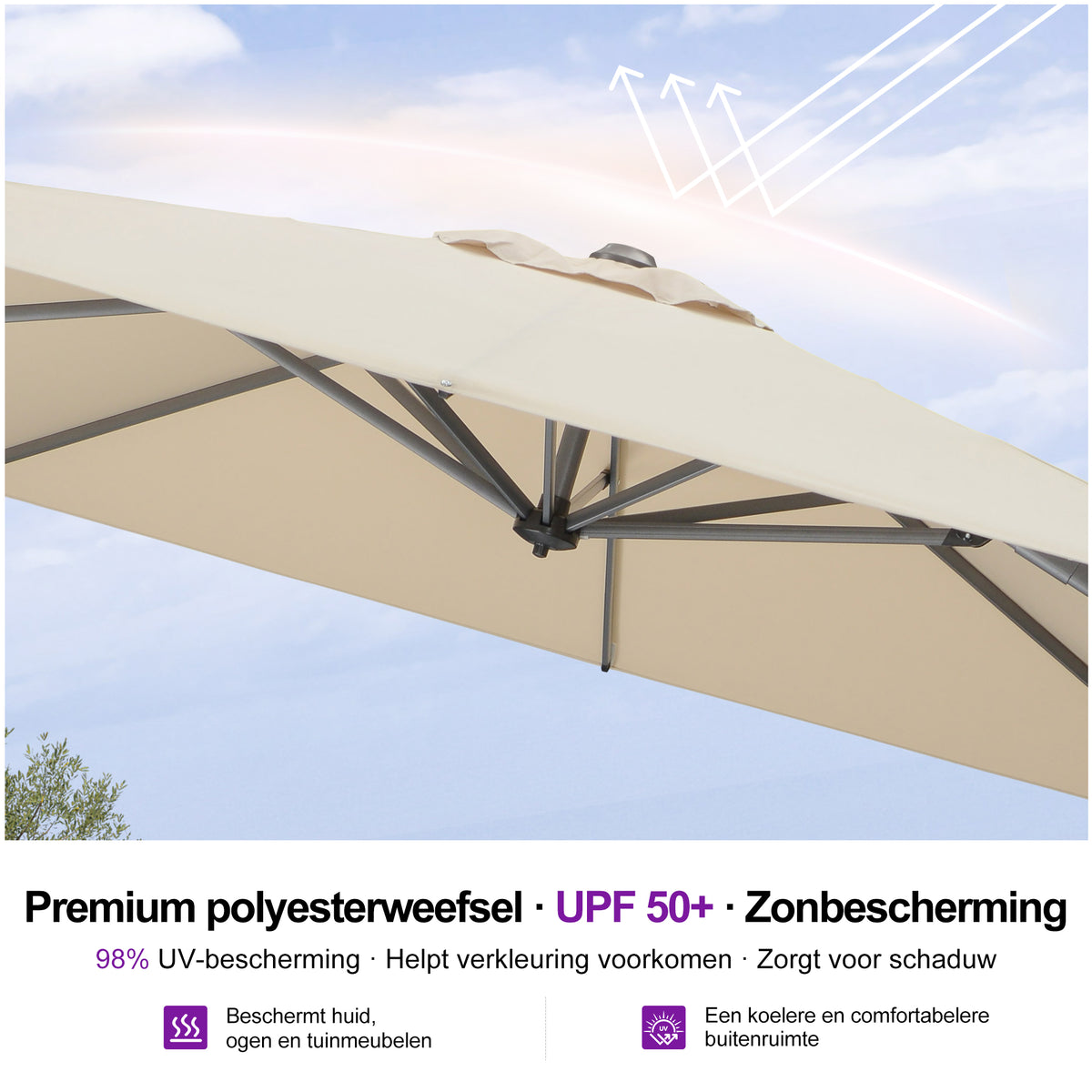 PURPLE LEAF Parasols Grote Vierkante en Rechthoekige Zweefparasols voor Terras en Tuin