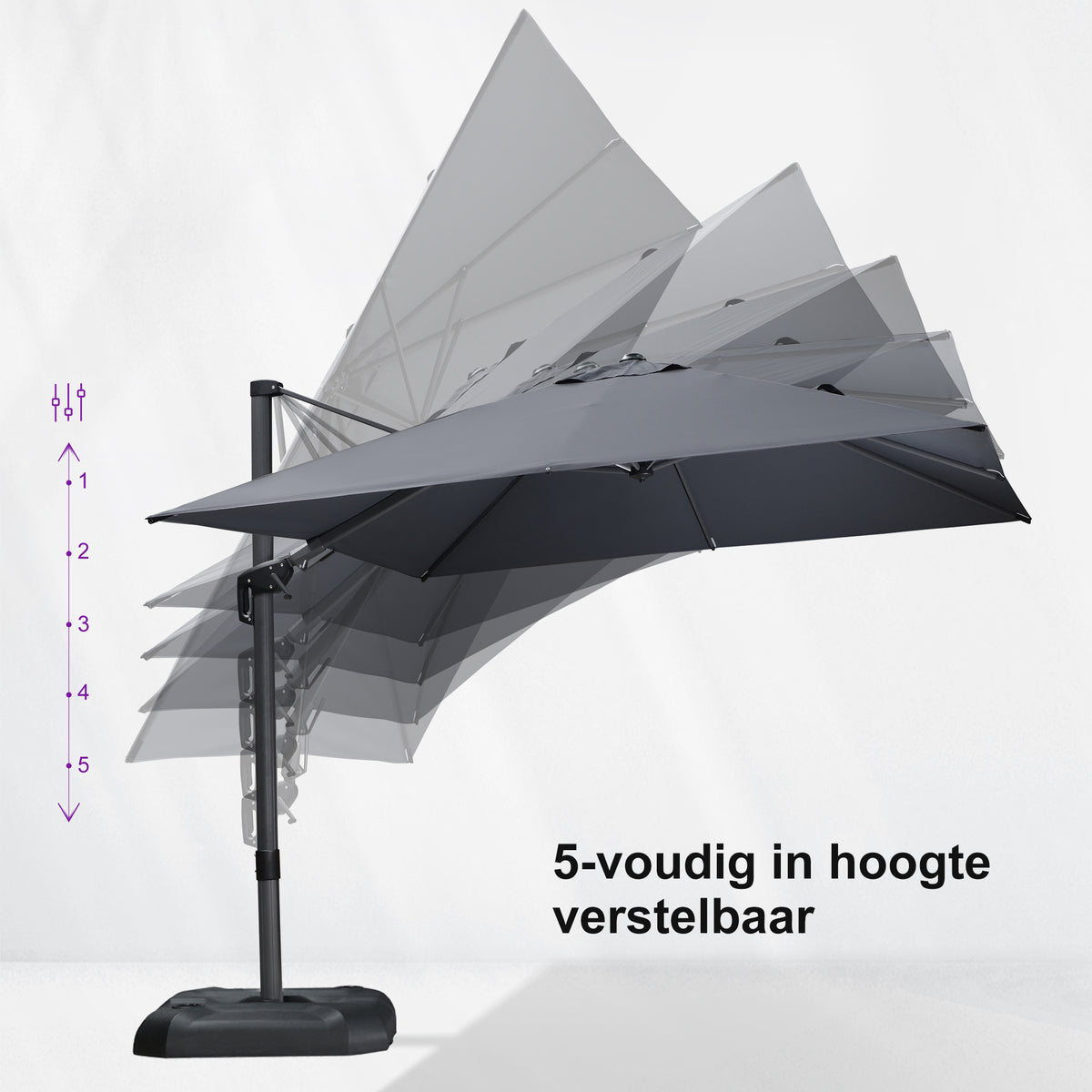 PURPLE LEAF Parasols Grote Vierkante en Rechthoekige Zweefparasols voor Terras en Tuin