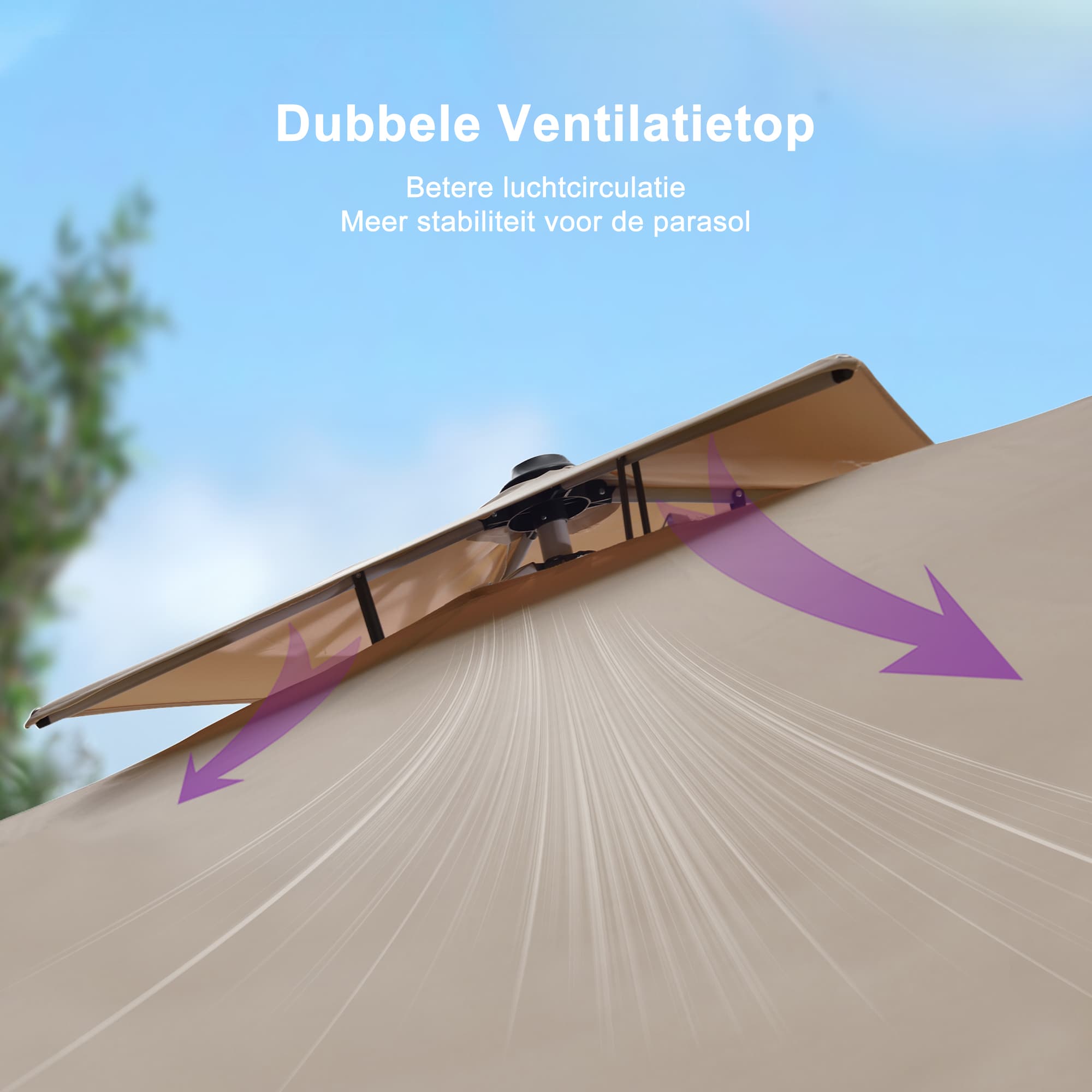 PURPLE LEAF Dubbel Top 270 x 330 / 270 x 365 / 300 x 365 / 300 x 400 cm Rechthoekige Outdoor Parasol