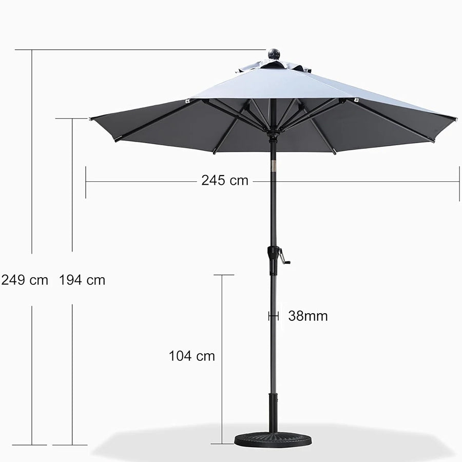 PURPLE LEAF Aluminium Kantelbare Stokparasol met Slinger – voor Balkon & Terras