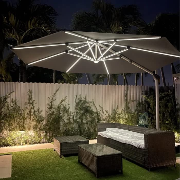 PURPLE LEAF Ronde Outdoor terrasparasol van 300cm/330cm/365cm Met Verlichting