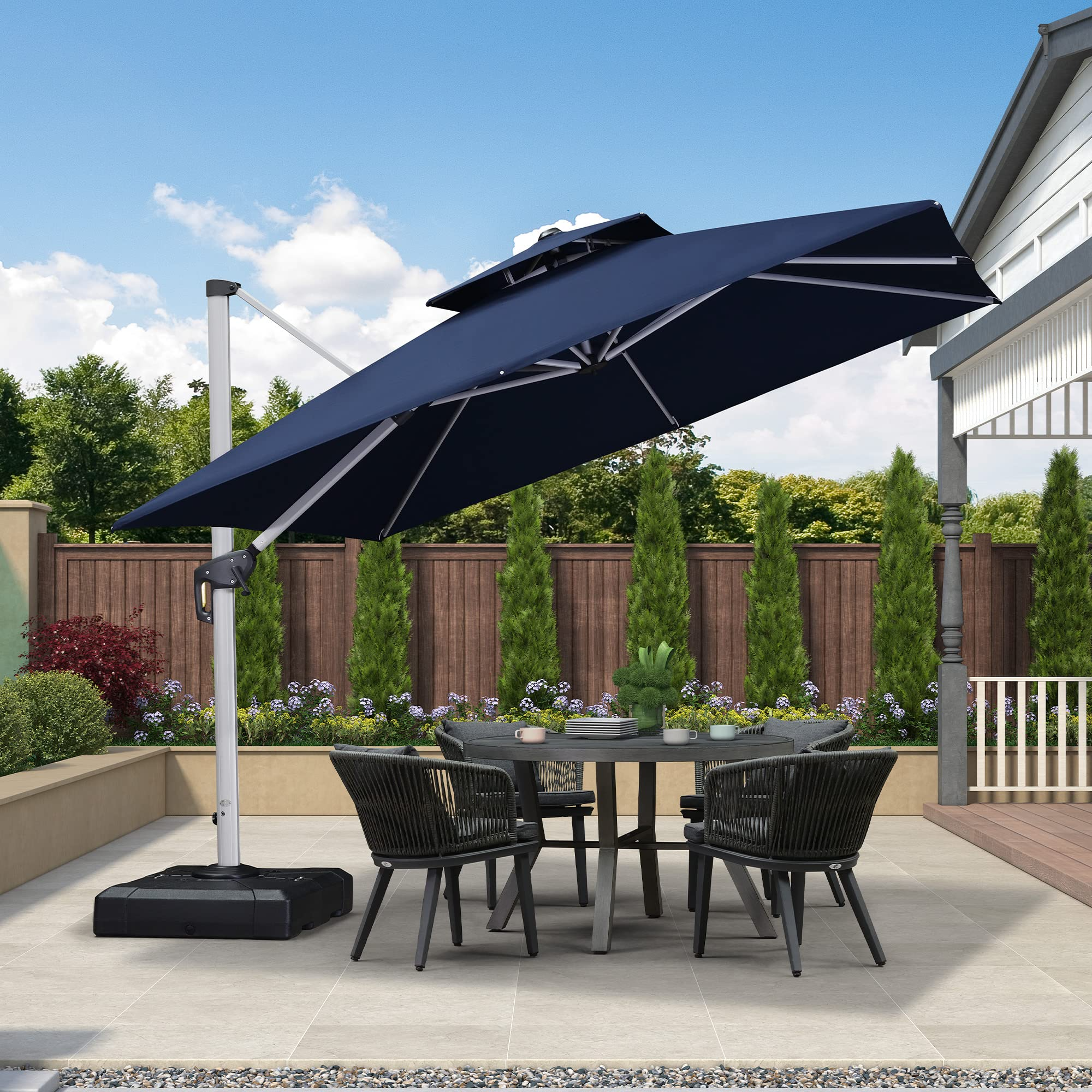 PURPLE LEAF Dubbele Top 360 Graden Rotatie 300x300cm/330x330cm/365x365 cm Vierkante Outdoor Tuin Parasol