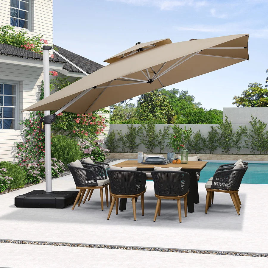 PURPLE LEAF Dubbele Top 360 Graden Rotatie 300x300cm/330x330cm/365x365 cm Vierkante Outdoor Tuin Parasol