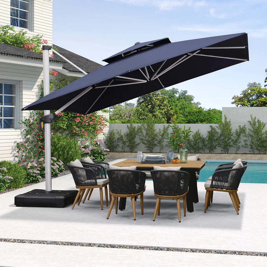 PURPLE LEAF Dubbele Top 360 Graden Rotatie 300x300cm/330x330cm/365x365 cm Vierkante Outdoor Tuin Parasol