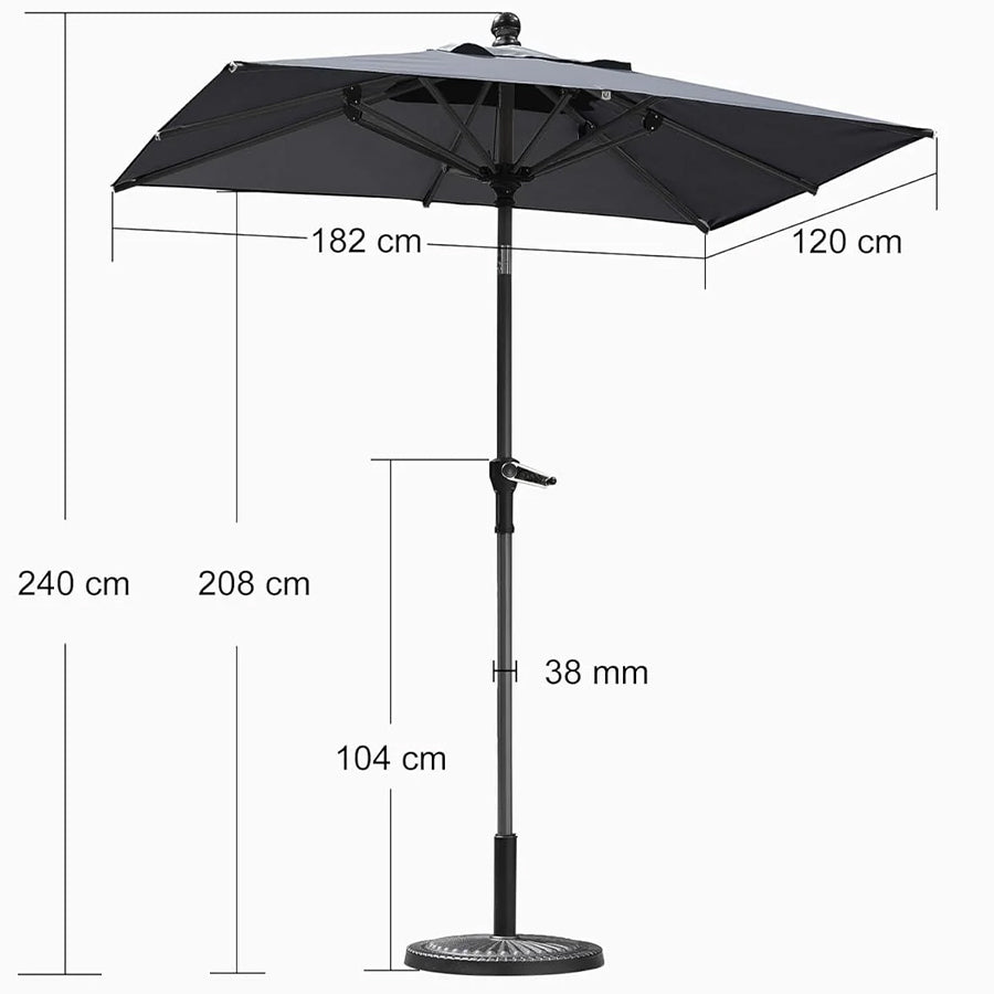PURPLE LEAF Aluminium Kantelbare Stokparasol met Slinger – voor Balkon & Terras