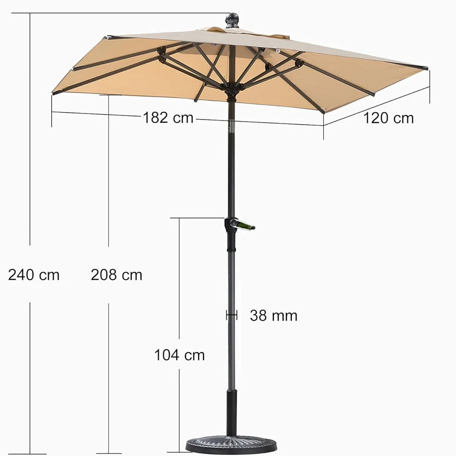 PURPLE LEAF Aluminium Kantelbare Stokparasol met Slinger – voor Balkon & Terras
