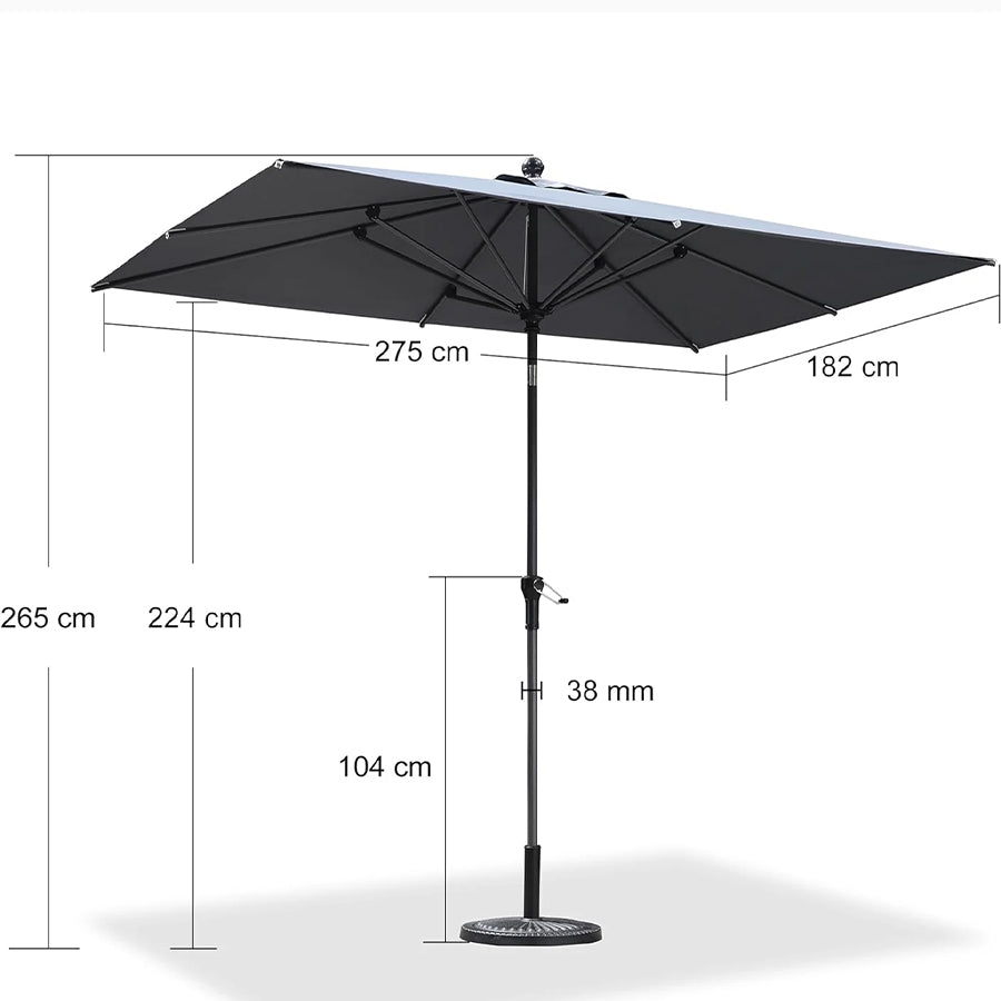 PURPLE LEAF Aluminium Kantelbare Stokparasol met Slinger – voor Balkon & Terras