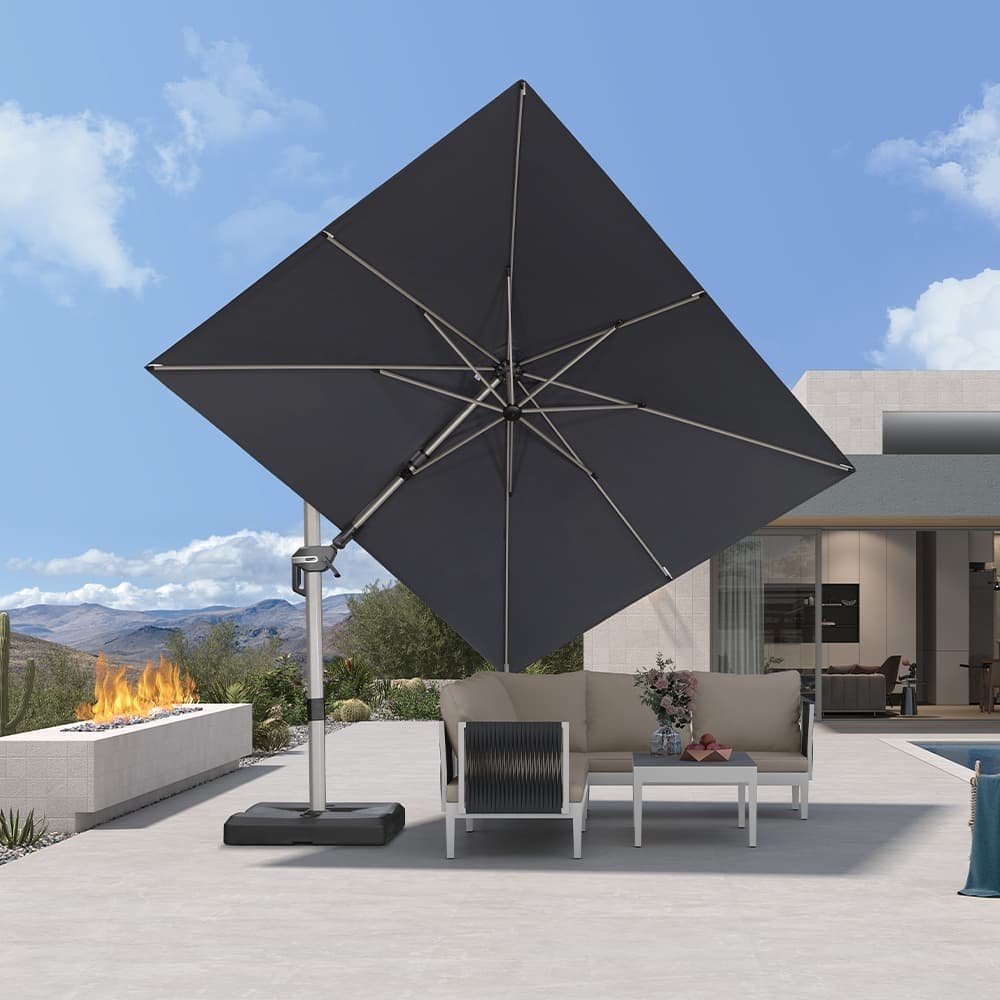 PURPLE LEAF Deluxe Zweefparasol, Links en Rechts Kantelbaar, Draaibare Parasol voor Terras en Tuin