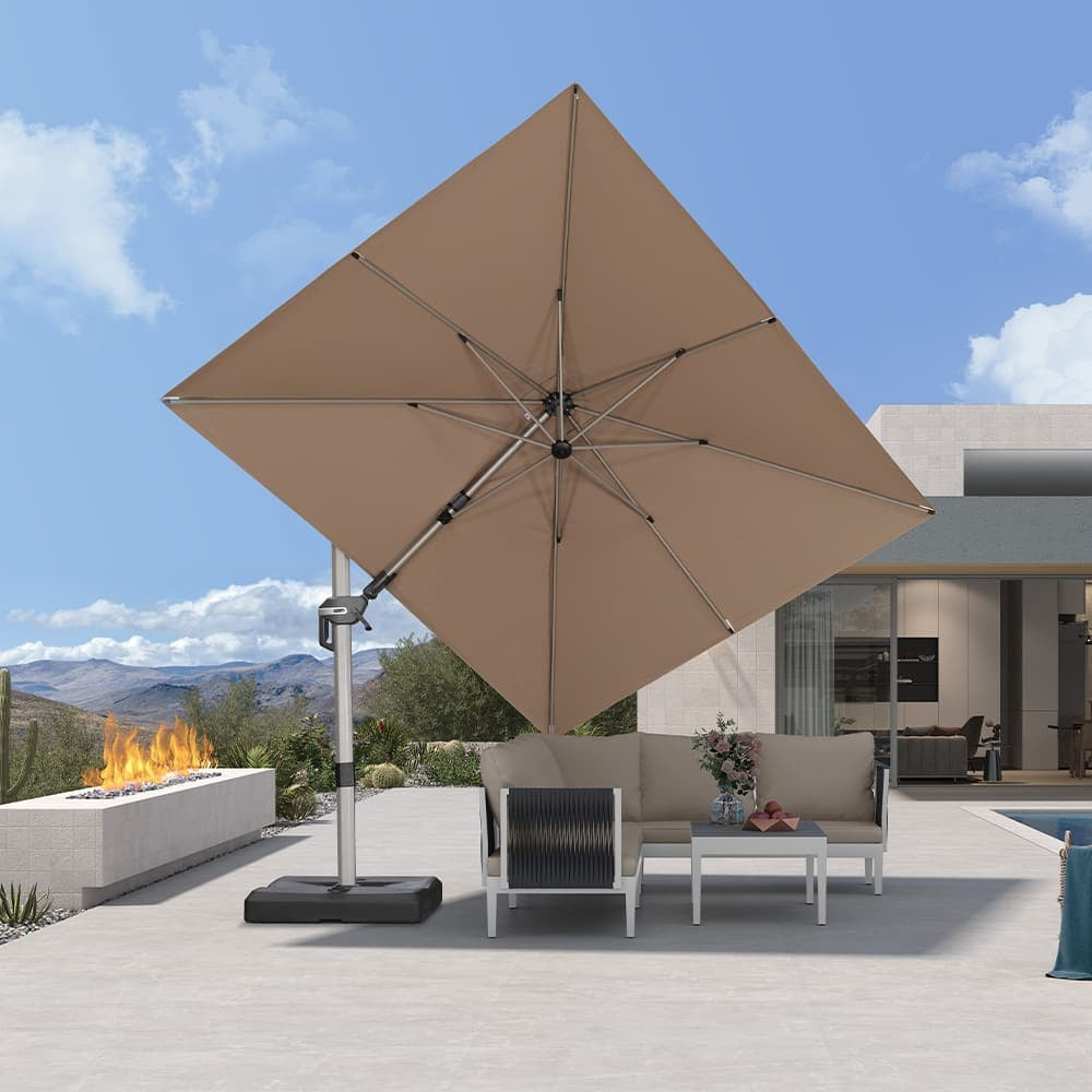 PURPLE LEAF Deluxe Zweefparasol, Links en Rechts Kantelbaar, Draaibare Parasol voor Terras en Tuin