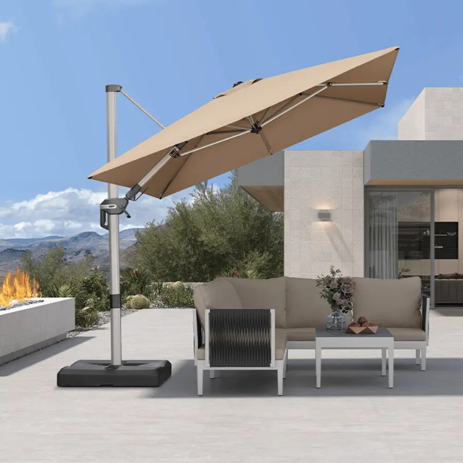 PURPLE LEAF Deluxe Zweefparasol, Links en Rechts Kantelbaar, Draaibare Parasol voor Terras en Tuin