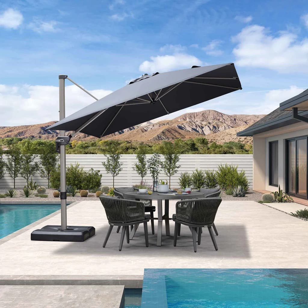 PURPLE LEAF Deluxe - Aluminium Rechthoekige Parasol voor Buiten, Stijlvol, Windbestendig en Verstelbaar
