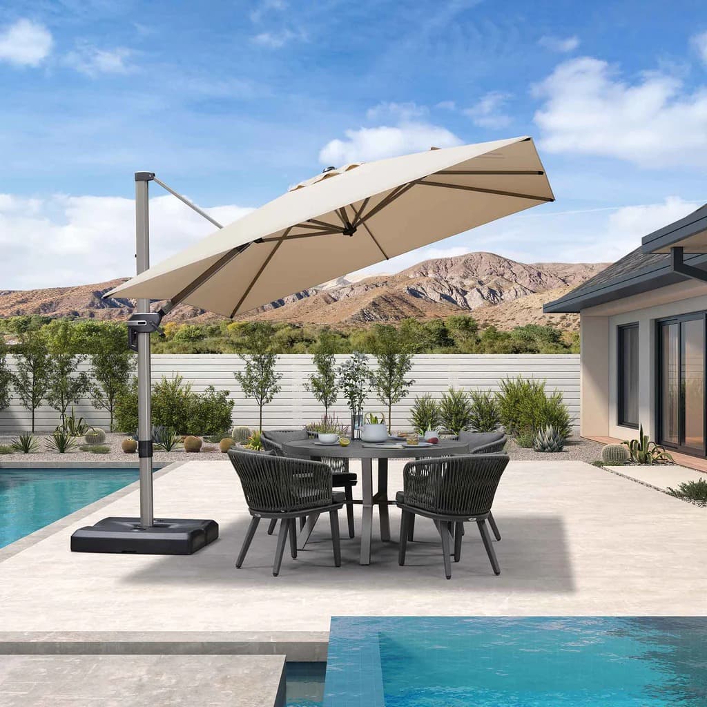PURPLE LEAF Deluxe - Aluminium Rechthoekige Parasol voor Buiten, Stijlvol, Windbestendig en Verstelbaar