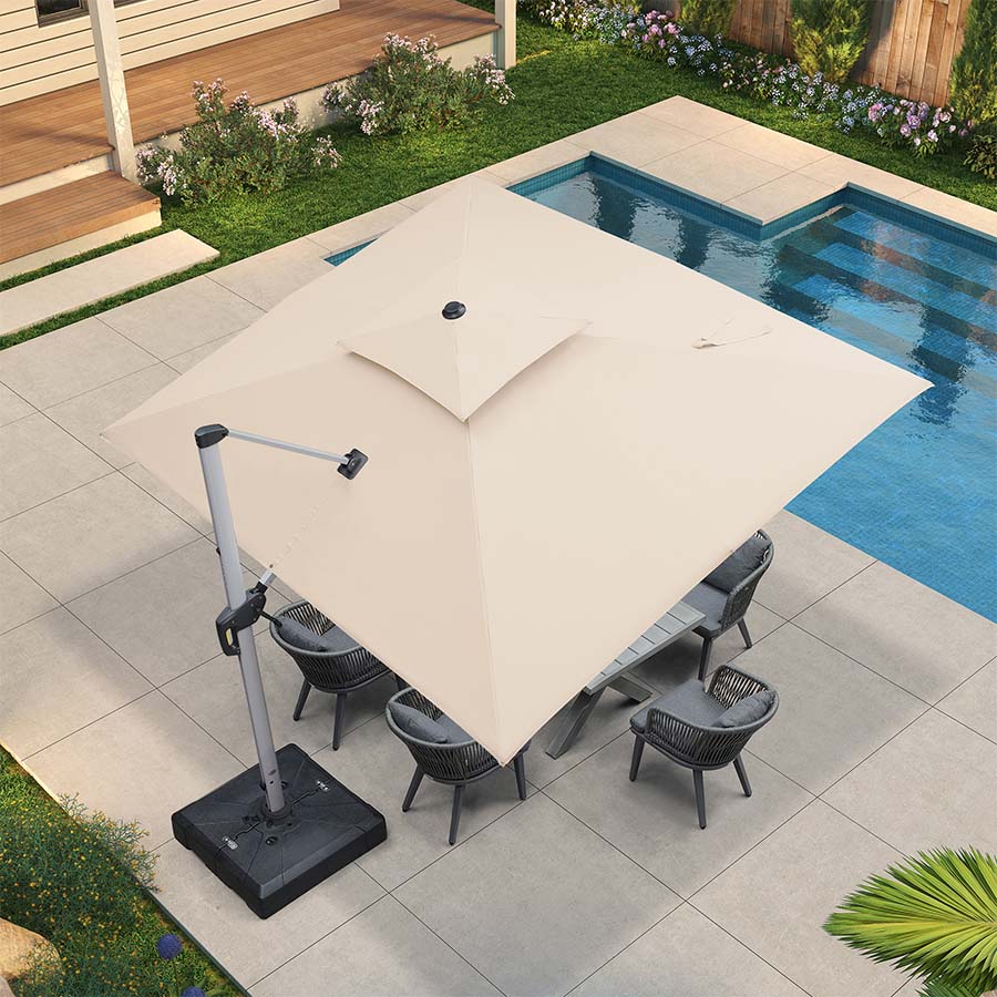 PURPLE LEAF Dubbel Top 270 x 330 / 270 x 365 / 300 x 365 / 300 x 400 cm Rechthoekige Outdoor Parasol