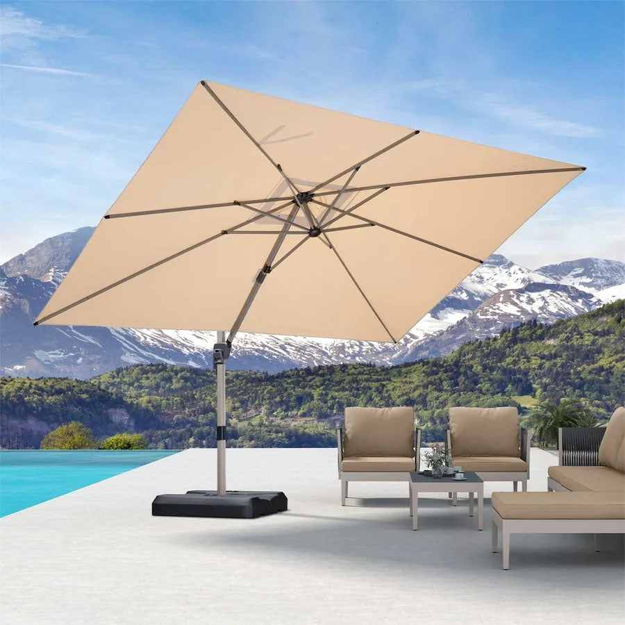 PURPLE LEAF Deluxe - Aluminium Rechthoekige Parasol voor Buiten, Stijlvol, Windbestendig en Verstelbaar
