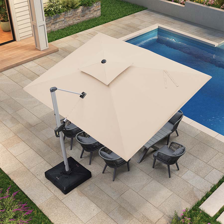 PURPLE LEAF Dubbel Top 270 x 330 / 270 x 365 / 300 x 365 / 300 x 400 cm Rechthoekige Outdoor Parasol