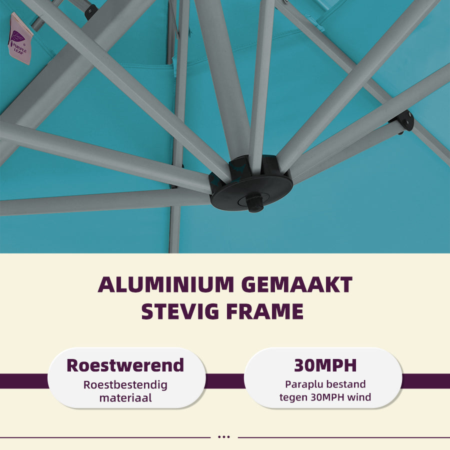 PURPLE LEAF Dubbel Top 360 Graden Rotatie 300 / 330 / 365 / 400 cm Ronde Outdoor Tuin Parasol
