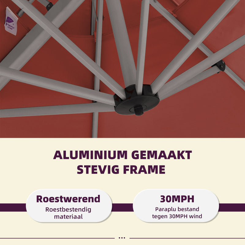 PURPLE LEAF Dubbele Top 360 Graden Rotatie 300x300cm/330x330cm/365x365 cm Vierkante Outdoor Tuin Parasol