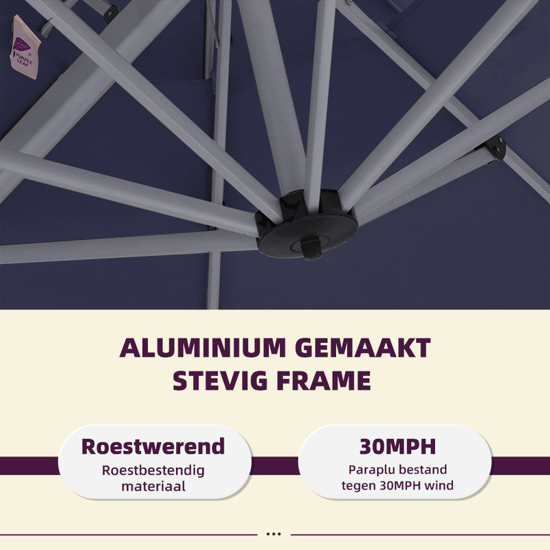 PURPLE LEAF Dubbele Top 360 Graden Rotatie 300x300cm/330x330cm/365x365 cm Vierkante Outdoor Tuin Parasol