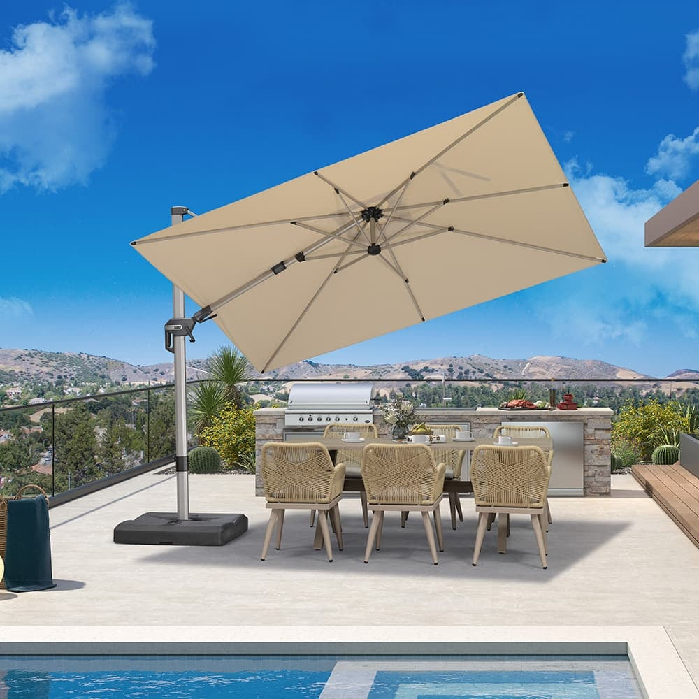 PURPLE LEAF Deluxe Zweefparasol, Links en Rechts Kantelbaar, Draaibare Parasol voor Terras en Tuin