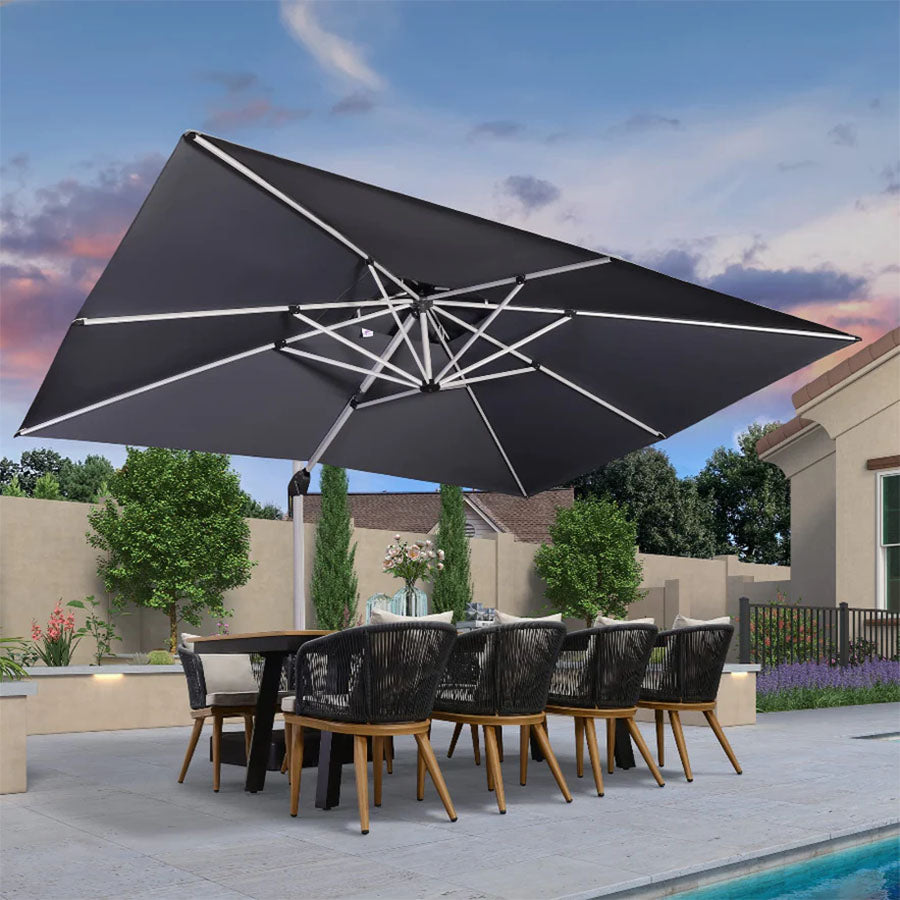 PURPLE LEAF Dubbel Top 270 x 330 / 270 x 365 / 300 x 365 / 300 x 400 cm Rechthoekige Outdoor Parasol