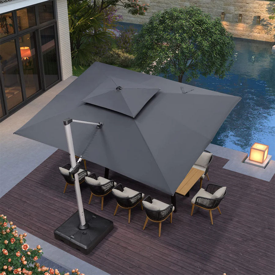 PURPLE LEAF Dubbel Top 270 x 330 / 270 x 365 / 300 x 365 / 300 x 400 cm Rechthoekige Outdoor Parasol