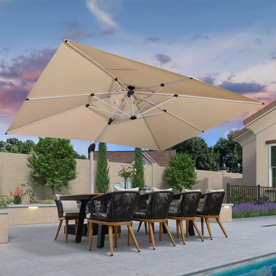 PURPLE LEAF Dubbel Top 270 x 330 / 270 x 365 / 300 x 365 / 300 x 400 cm Rechthoekige Outdoor Parasol