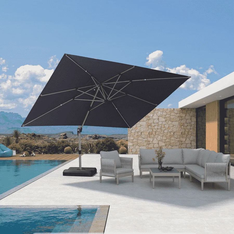 PURPLE LEAF Deluxe - Aluminium Rechthoekige Parasol voor Buiten, Stijlvol, Windbestendig en Verstelbaar