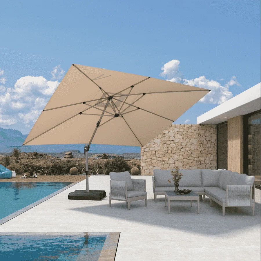 PURPLE LEAF Deluxe - Aluminium Rechthoekige Parasol voor Buiten, Stijlvol, Windbestendig en Verstelbaar