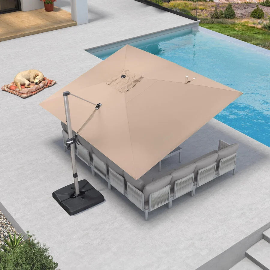 PURPLE LEAF Deluxe - Aluminium Rechthoekige Parasol voor Buiten, Stijlvol, Windbestendig en Verstelbaar