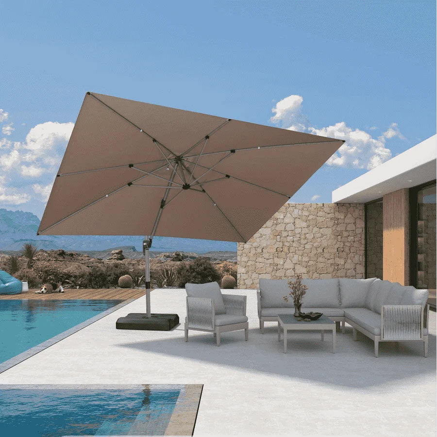PURPLE LEAF Deluxe - Aluminium Rechthoekige Parasol voor Buiten, Stijlvol, Windbestendig en Verstelbaar