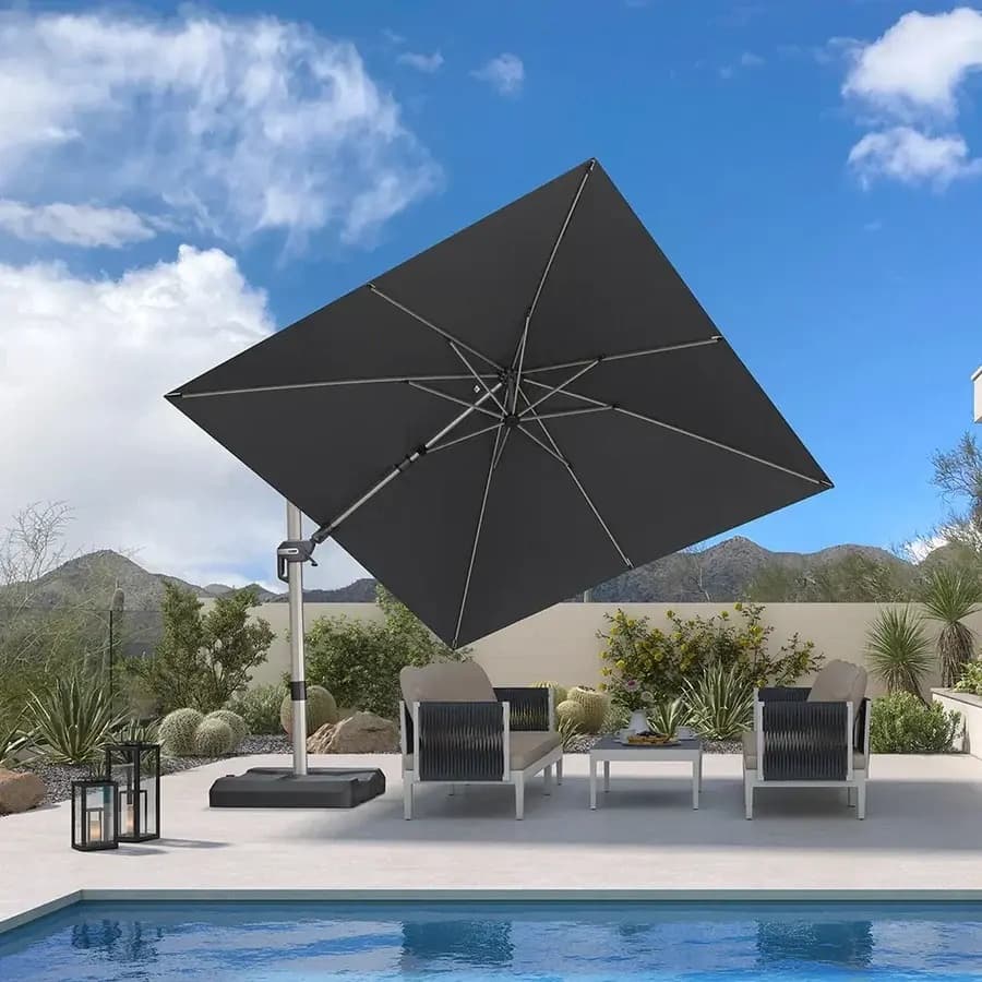 PURPLE LEAF Deluxe Zweefparasol, Links en Rechts Kantelbaar, Draaibare Parasol voor Terras en Tuin