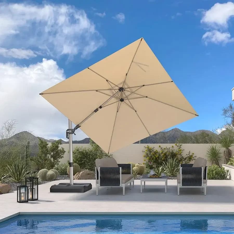 PURPLE LEAF Deluxe Zweefparasol, Links en Rechts Kantelbaar, Draaibare Parasol voor Terras en Tuin