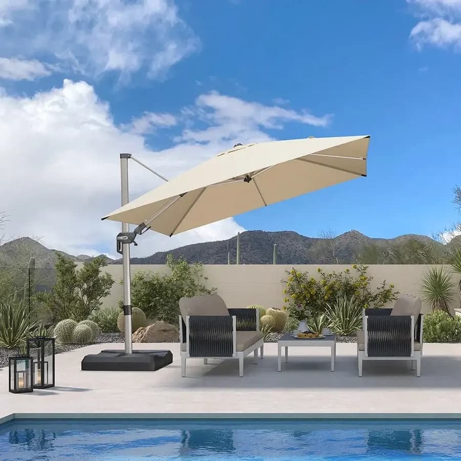 PURPLE LEAF Deluxe Zweefparasol, Links en Rechts Kantelbaar, Draaibare Parasol voor Terras en Tuin