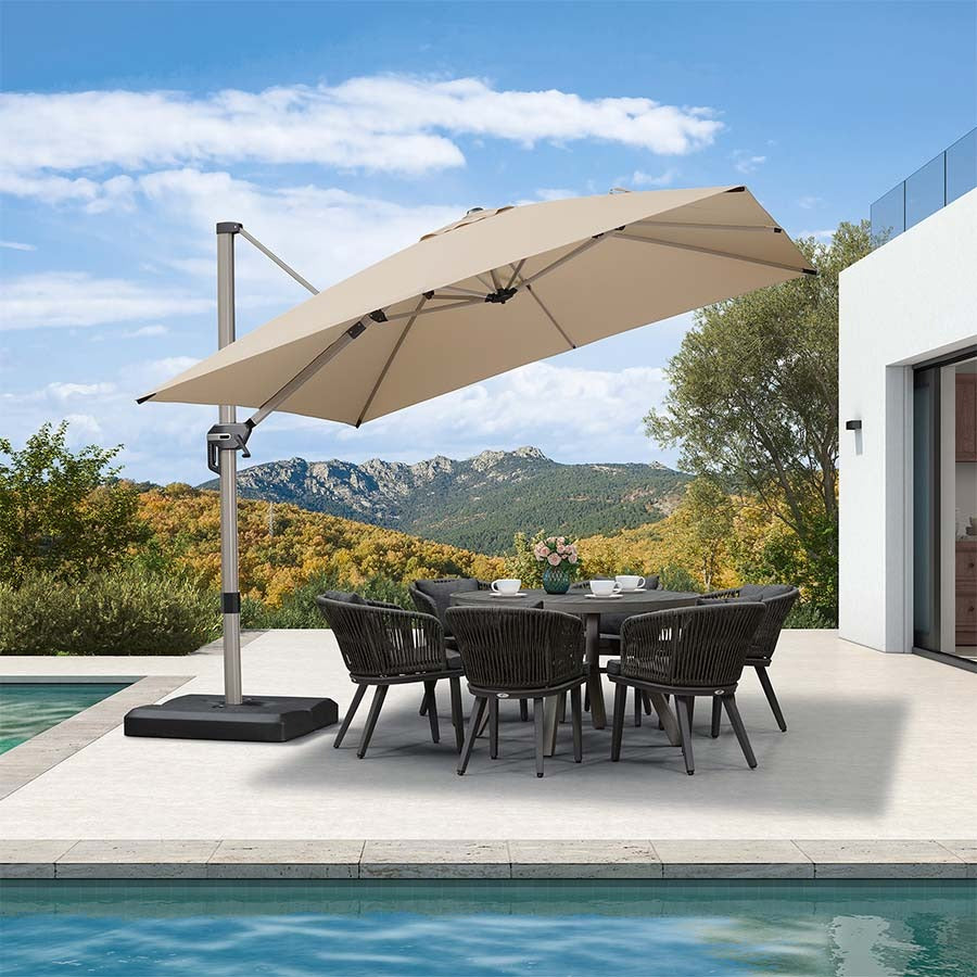 PURPLE LEAF Deluxe - Aluminium Rechthoekige Parasol voor Buiten, Stijlvol, Windbestendig en Verstelbaar