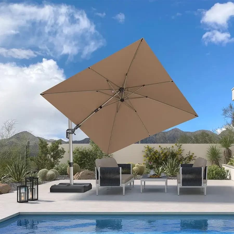 PURPLE LEAF Deluxe Zweefparasol, Links en Rechts Kantelbaar, Draaibare Parasol voor Terras en Tuin