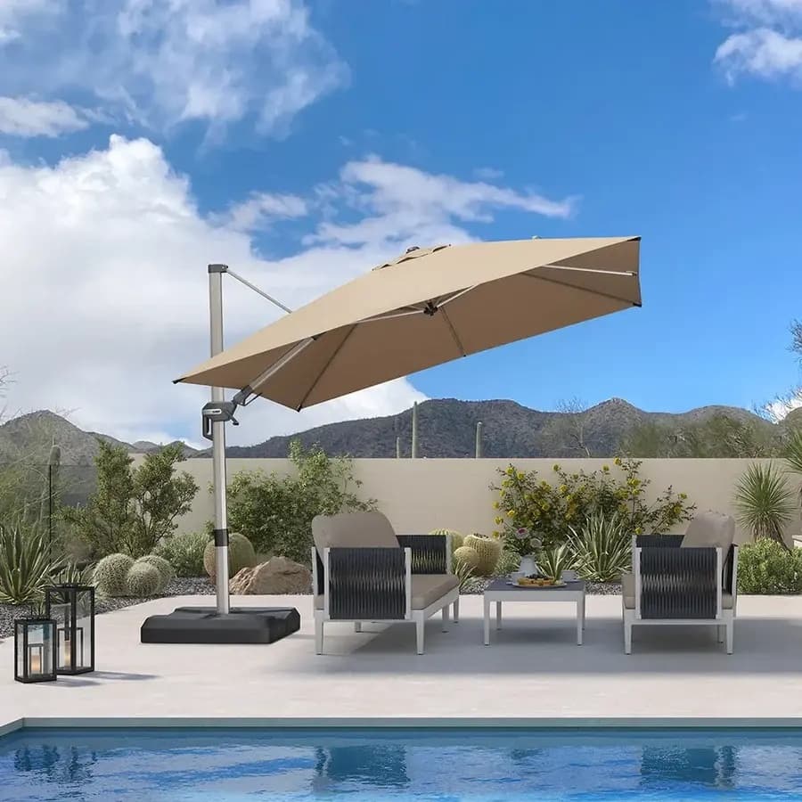 PURPLE LEAF Deluxe Zweefparasol, Links en Rechts Kantelbaar, Draaibare Parasol voor Terras en Tuin