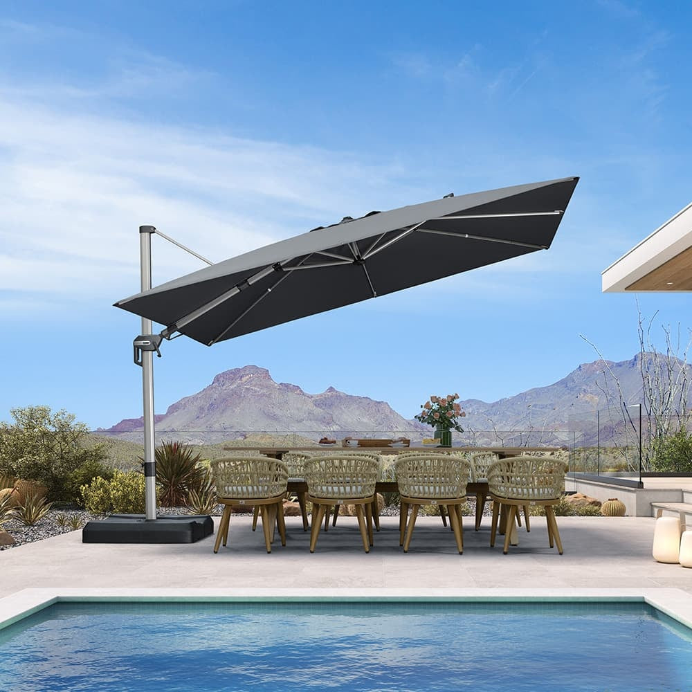 PURPLE LEAF Deluxe Zweefparasol, Links en Rechts Kantelbaar, Draaibare Parasol voor Terras en Tuin