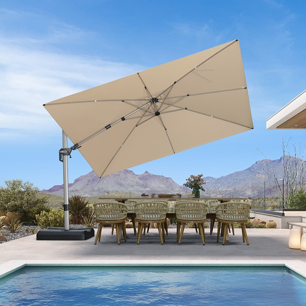 PURPLE LEAF Deluxe Zweefparasol, Links en Rechts Kantelbaar, Draaibare Parasol voor Terras en Tuin