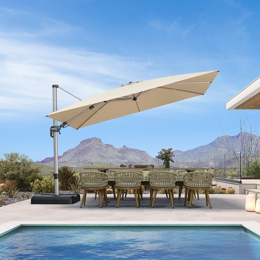 PURPLE LEAF Deluxe Zweefparasol, Links en Rechts Kantelbaar, Draaibare Parasol voor Terras en Tuin