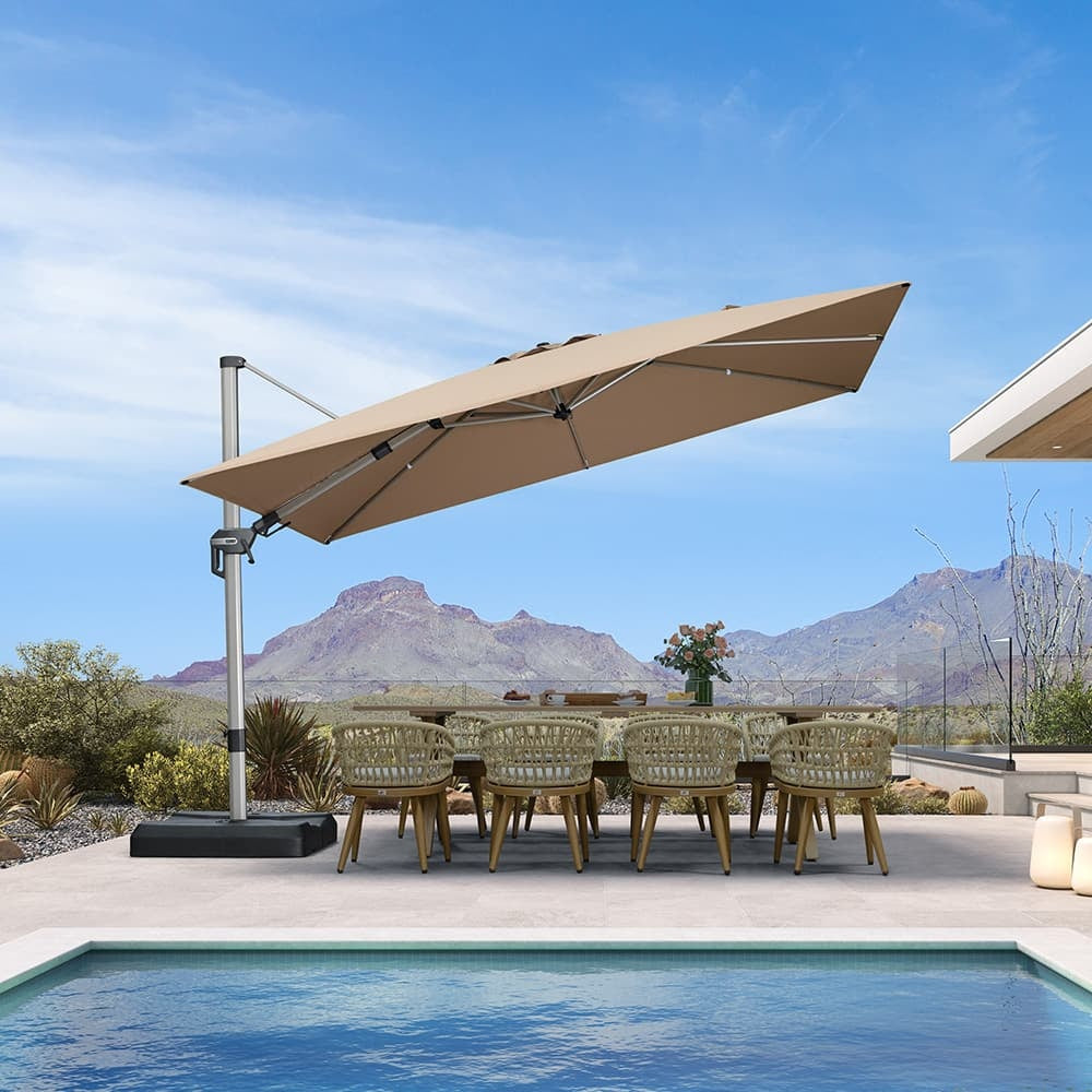 PURPLE LEAF Deluxe Zweefparasol, Links en Rechts Kantelbaar, Draaibare Parasol voor Terras en Tuin