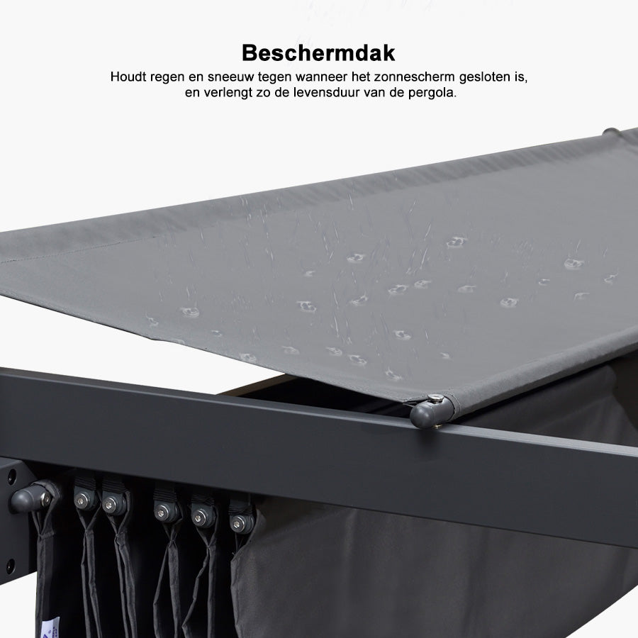 PURPLE LEAF Intrekbare aluminium buitenpergola met zonnescherm luifel, patio, achtertuin schuilplaats, metalen barbecue paviljoen-PRG