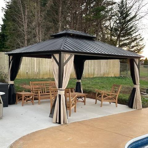 PURPLE LEAF Hardtop Tuinpaviljoen Essential met Neutraal witte LED-verlichting , Gegalvaniseerd Stalen Dak, Aluminium Frame, Gordijnen en Klamboe – Brons