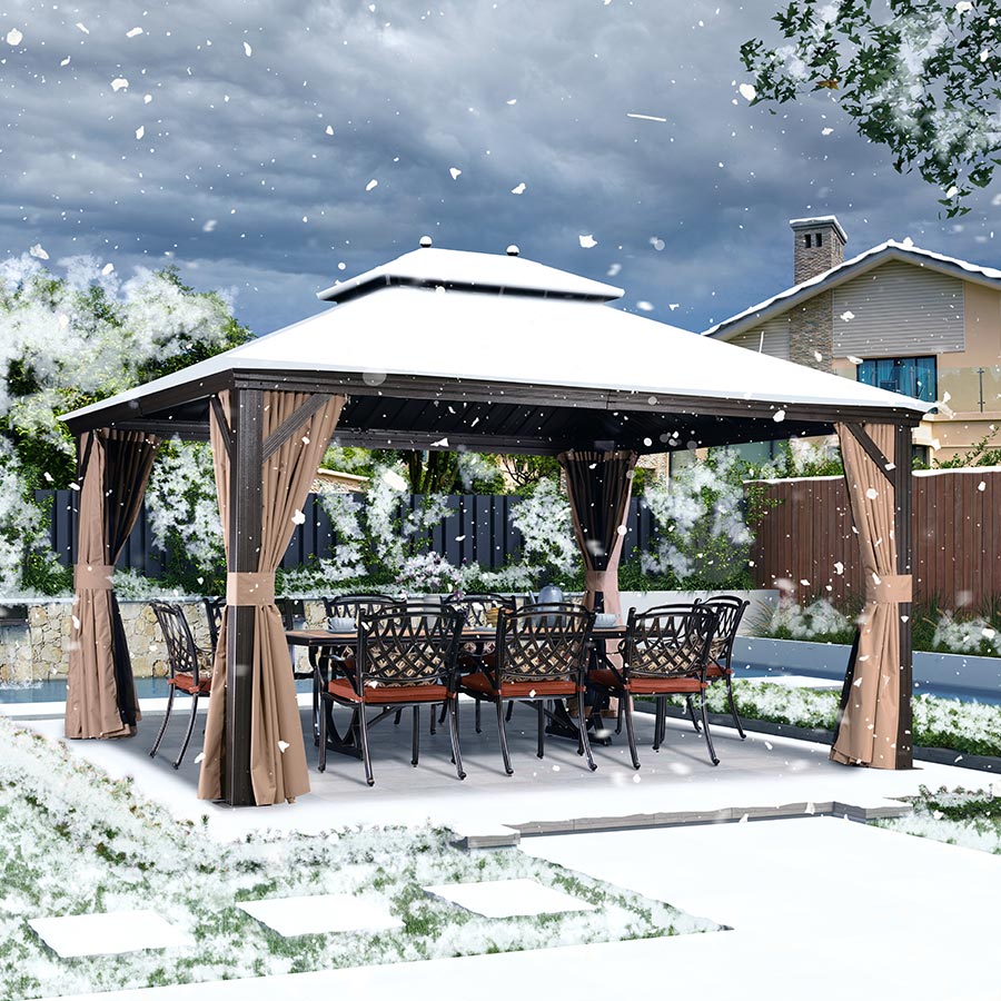 PURPLE LEAF Hardtop Prieel Frame Aluminium Gegalvaniseerd Stalen Dak Zonwering Partytent met Gordijn en Klamboe