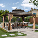 PURPLE LEAF Hardtop Prieel Frame Aluminium Gegalvaniseerd Stalen Dak Zonwering Partytent met Gordijn en Klamboe