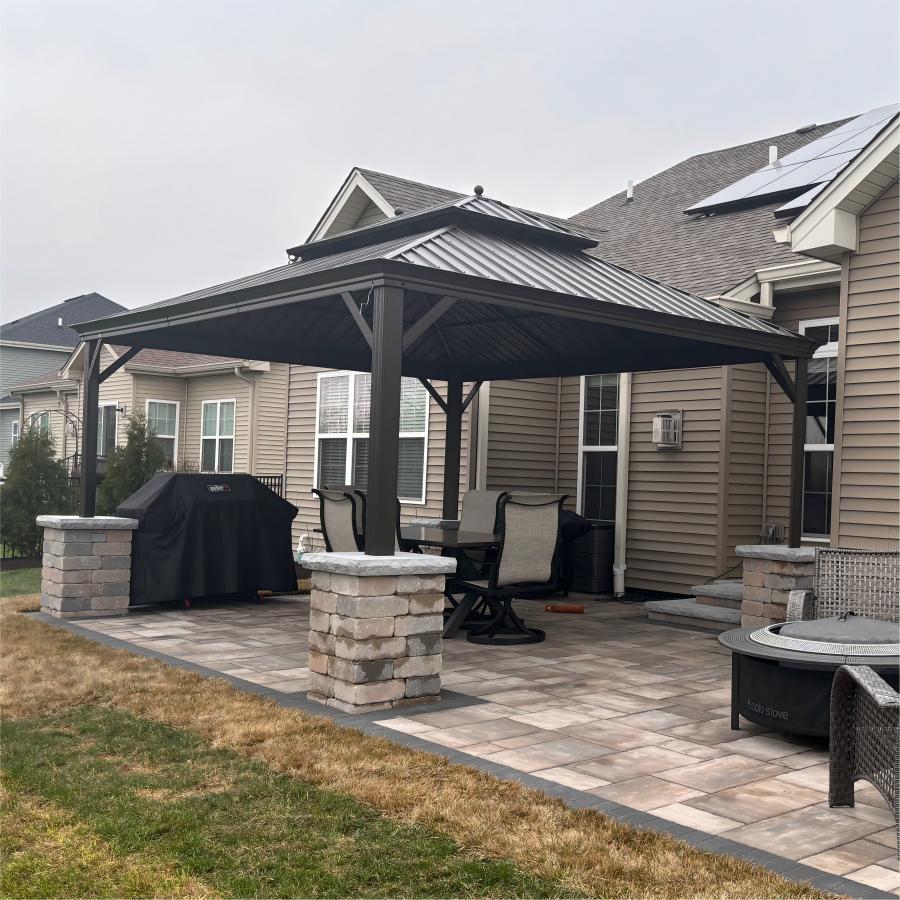 PURPLE LEAF Hardtop Prieel Frame Aluminium Gegalvaniseerd Stalen Dak Zonwering Partytent met Gordijn en Klamboe