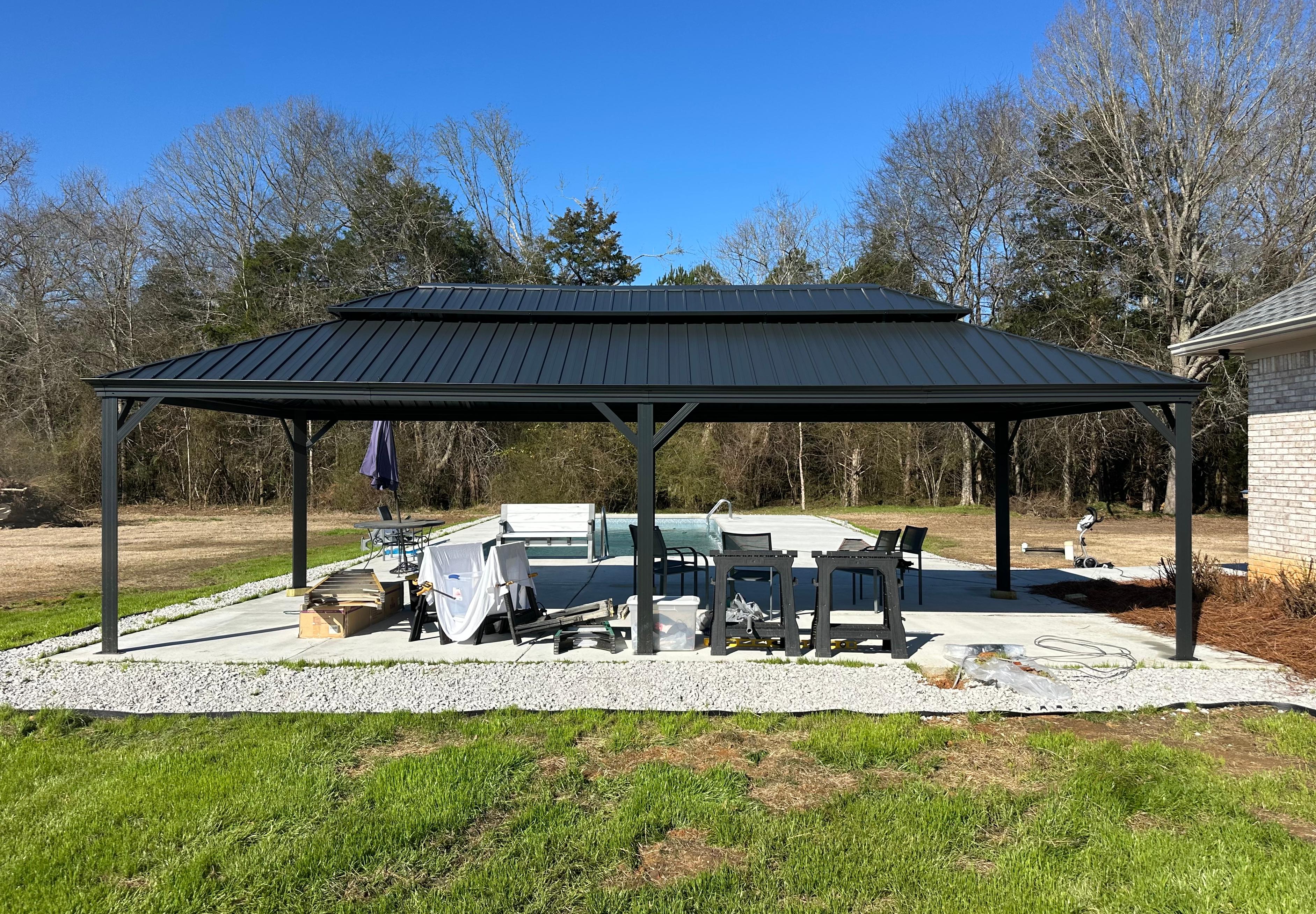 PURPLE LEAF Tuinpaviljoen Voor Achtertuin, Hardtop, Gegalvaniseerde Stalen Luifel, met Sfeerverlichting – Transparante Uitvoering